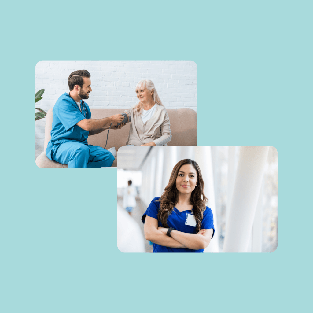 Twee zorgverleners aan het werk in een verzorgingstehuis